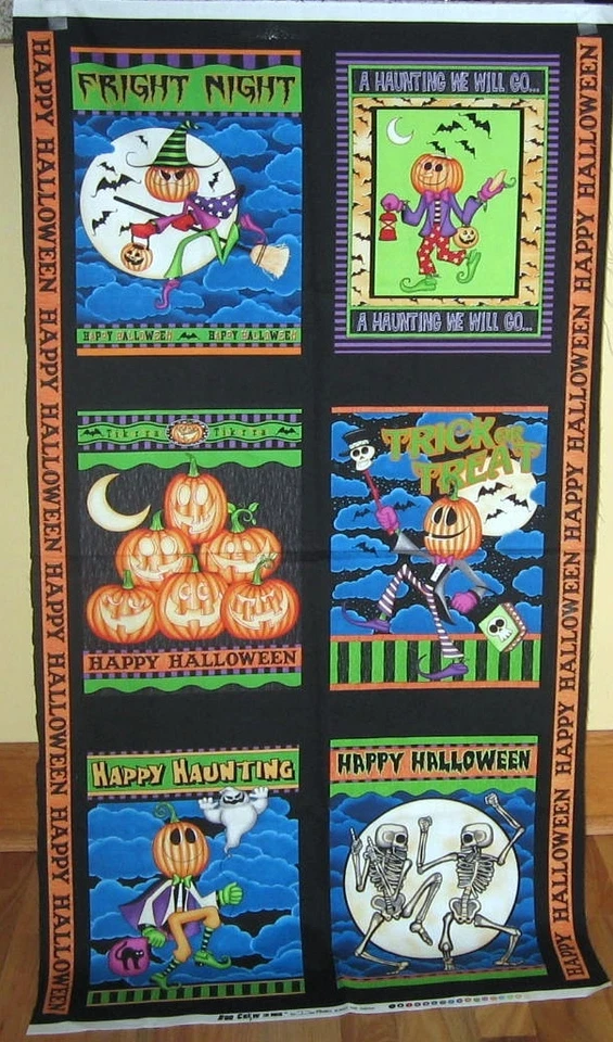 1 Great "Halloween Boo Crew' Cotton Quilting/Wallhanging Fabric Panel - Image 1 of 1