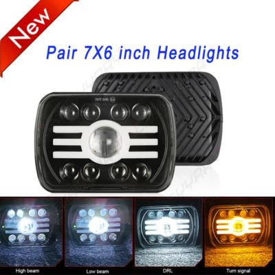 Par de luces LED H4 de haz alto/bajo de 5x7" 7X6 pulgadas para Mazda RX-7 1986-1991 Foto 1 de 4