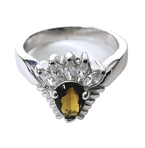 Chocolate Crystal & CZ  Prong Set WomensCocktail Ring Sz 5.75 *See Details* NWOT - Imagen 1 de 8