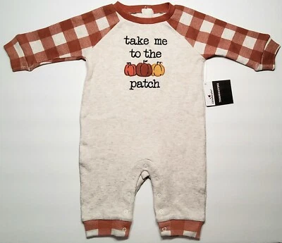 Mameluco de calabaza de otoño manga larga bebé bebé bebé 0-3 meses - Llévame al parche Foto 1 de 4