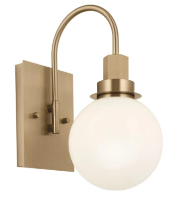 Aplique de pared Kichler hexagonal 12" champán bronce con pantalla de vidrio opalino - 55149CPZ Foto 1 de 4