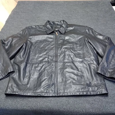 Chaqueta de Cuero Suave Knightsbridge Adulto XL Negra Cremallera Completa Acolchada Forrada Foto 1 de 4