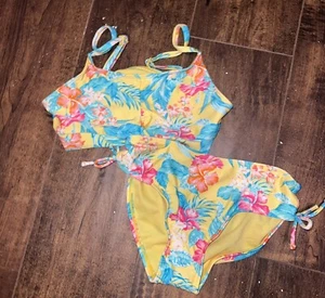 Art Class Floral Print 2pc Bikini Set - M(7/8) (Pink & Yellow) B91 - Picture 1 of 2