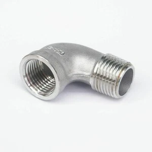 1/2" BSP Female-Male 304 Stainless Steel 90 Degree Elbow Connector Pipe Fitting - Picture 1 of 4