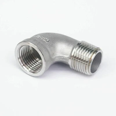 1/2" BSP Female-Male 304 Stainless Steel 90 Degree Elbow Connector Pipe Fitting - Image 1 of 4