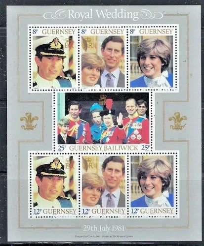 Hoja de recuerdo GUERNSEY 1981 #226a MNH boda real príncipe Carlos y dama Diana Foto 1 de 1