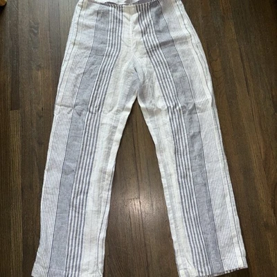 Pantalones para mujer Calvin Klein de lino azul a rayas 10 Foto 1 de 4