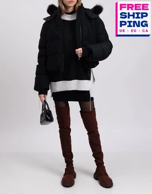 RRP€1095 MOOSE KNUCKLES CANADA Eton Down Puffer Jacket Size S Blue Fox Fur Trim - Image 1 of 4