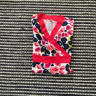 Tea Collection Girls Pink Red Flora Long Sleeve V Neck Dress 12 - Image 1 of 4