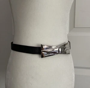 Vintage Alexis Kirk Gürtel 33 Zoll Slide verstellbar schwarz Schlange silberfarbene Schnalle - Bild 1 von 14