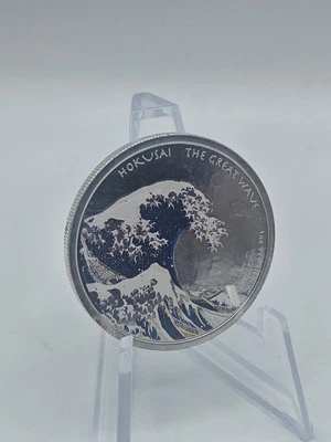 2017 1 oz Hokusai Great Wave Off Kanagawa .999 Fine Silver Color PROOF Coin - Image 1 of 2