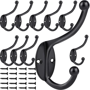 Wall Hooks,10Pcs Coat Hooks Hardware Towel Hooks for Hanging Coats Double No Rus - Picture 1 of 12