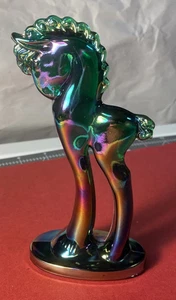 Mosser Glass Pony Horse, Iridescent Glossy Green,  5-1/2" TALL, Vintage - Picture 1 of 6
