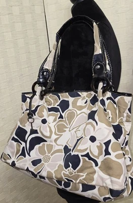 Bolso de Hombro Hobo Flor Tropical Fossil Bolso de Mano Negro Charol Doble Asa Foto 1 de 4