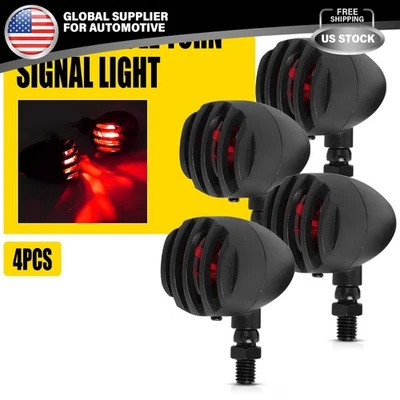 4件装黑色摩托车转向信号红灯制动器跑步尾灯灯 — 第 1/4 张图片