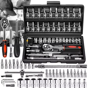 46pcs/set Drive Socket Set Ratchet Wrench Set Car Tool Kit, Bit Socket Wrench Se - Picture 1 of 3