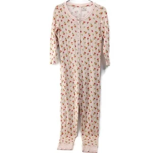 Pijama Aerie Talla M Rosa Floral Tejido Gofre Mameluco Salón Manga Larga Pantalón - Imagen 1 de 5