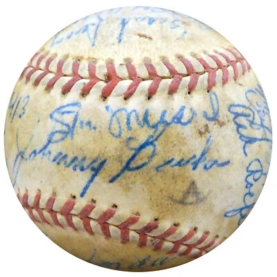 1950 Spring Training Autographed Baseball 27 Sigs Stan Musial Beckett A52629 - Image 1 of 4