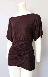 Moa Moa Short Sleeve Blouse Top Women's Size L? Dark Brown (#96) - Picture 1 of 5