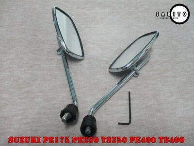 Fit 铃木 PE250 TS250 TP400 TS400 铬钢车身滑动镜套装 [sa2336] — 第 1/4 张图片