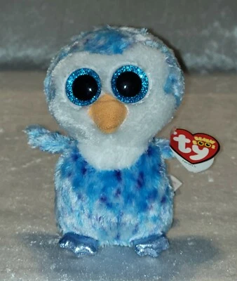 Ty Beanie Boos ICE CUBE the Blue Penguin 6" Plush with Glitter Eyes 2015 - Image 1 of 4