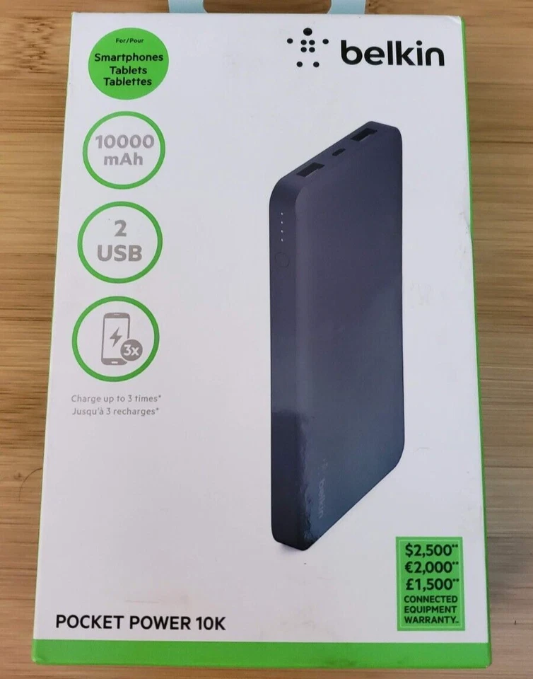 Banco de alimentación Belkin Pocket Power 10K cargador 2 puertos USB - negro Foto 1 de 4