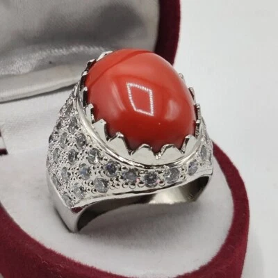 Beautiful Design Men and Women Coral Marjan Ring, 925 sterling Silver, Handmade - Image 1 of 4
