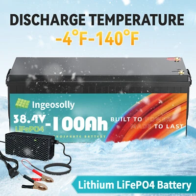 INGEOSOLLY 36V 100Ah LiFePO4 Lithium Battery 200A BMS for Golf Cart Trolling Motor+ Charger