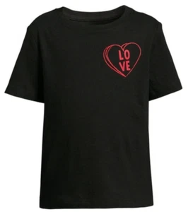 Wonder Nation Valentine's Day Black Toddler Short Sleeve Graphic Love Tee NWT - Picture 1 of 5