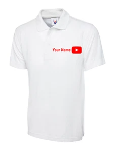 Custom Printed Personalised Youtube Polo Shirt add your name Youtuber Adult Top - Picture 1 of 6