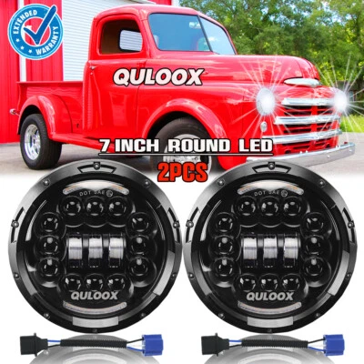 For Dodge D100 D200 D300 Pickup 7inch Round LED Headlights Hi/Lo Sealed Beam 2X - Image 1 of 4