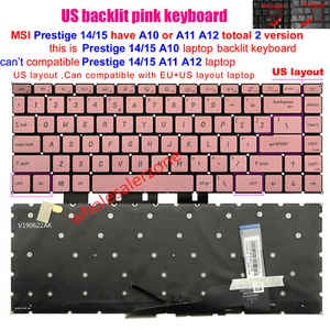 Teclado retroiluminado de EE. UU. para MSI Prestige 15 A10 A10SC MS-16S3 A10SC-219CN V190622AK - Imagen 1 de 3