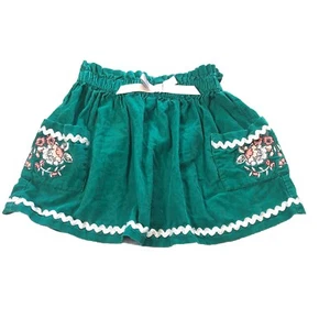 Hanna Andersson Corduroy Skirt Floral Green 100% Cotton Girls Size 90 Size 3T - Picture 1 of 9