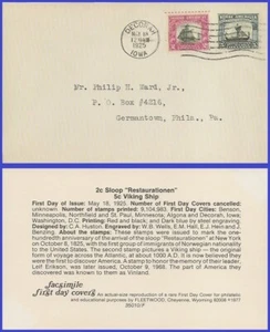 USA4 # 620-621 ADDR FACSIMILE FDC Combo2 1925 Norse-American Issue - Picture 1 of 1