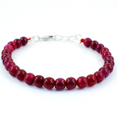 70.00 Cts Earth Mined 6 Inches Long Ruby Round Shape Beads Bracelet NK 41E47 - Image 1 of 2