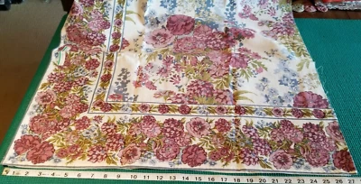 Nuevo CORTE MITAD mantel tela muestra 27x54" April Cornell "Zinnia Bouquet" Crudo Foto 1 de 4