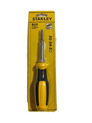 NEW SEALED STANLEY Tools 6-IN-1 Multi-Bit Screwdriver, Black & Yellow STHT60083 - Image 1 of 3