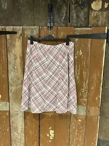 M&S Midi A-Line Skirt Purple Mix Plaid Elasticated Waist Light Comfy UK 18 New - Picture 1 of 15