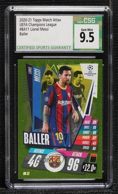 2020-21 Topps Match Attax UCL Extra Baller Lionel Messi #BA11 CSG 9.5 Gem Mint - Image 1 of 2