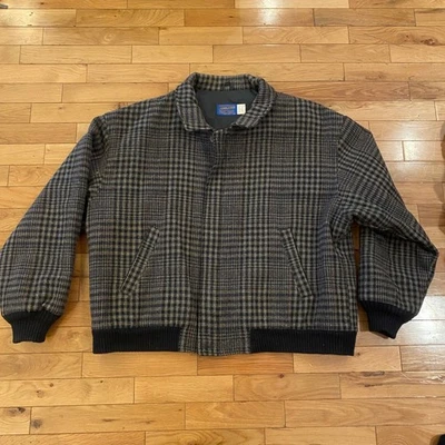 Chaqueta de bombardero de lana Pendleton vintage a cuadros con cremallera talla XL hecha en EE. UU. Foto 1 de 4