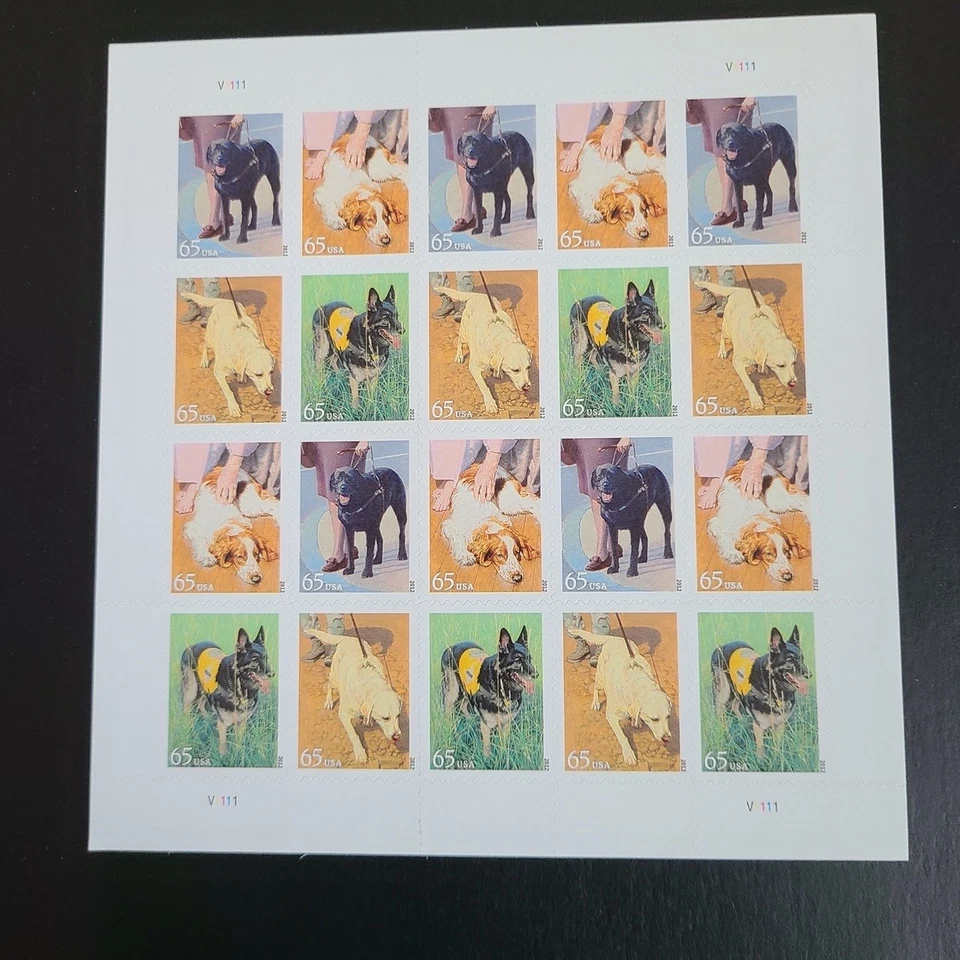 US 2012 #4604-4607 65c Dogs at Work pane of 20 MNH - Image 1 of 1