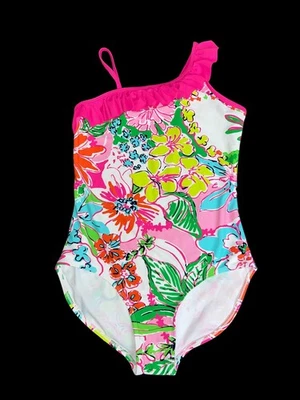 Traje de baño Lilly Pulitzer niñas XL 14-16 tropical floral de una pieza con volantes nuevo sin etiquetas  Foto 1 de 4