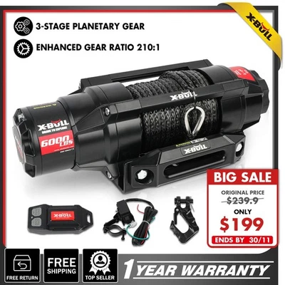 Electric Winch 6000LBS 5000LBS 3500LBS Remote Towing UTV ATV Winch 4WD Boat 12V - Image 1 of 4