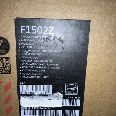 ASUS Vivobook 15 F1502ZA-WH74 Laptop, 15.6in FHD Touch, i7-1255U,16GB,512 GBSSD - Image 1 of 4