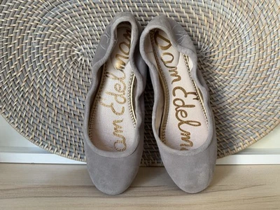 Zapatos planos de ballet Sam Edelman Fritz para mujer 6M gris gamuza cuero sin cordones ribete elástico Foto 1 de 4