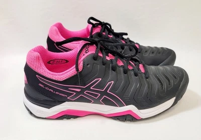 Asics Gel Challenger 11 女式 8 码网球粉色黑色运动鞋网球泡菜球 — 第 1/4 张图片