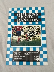 Queens Park Rangers vs Aston Villa Dienstag 19. August 1975 Spieltagsprogramm - Bild 1 von 2
