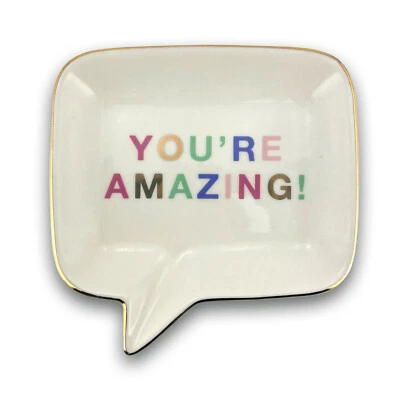 LOVE KATE'S Speech Bubble You're Amazing! Ceramic Trinket Tray Dish Decorative Gift For Her