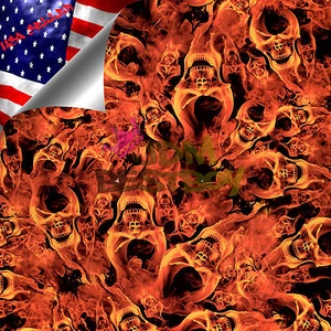 19"x78" Hydrographic Film Hydro Dipping Water Transfer Fire Flame Skull Evil #14 - Picture 1 of 1