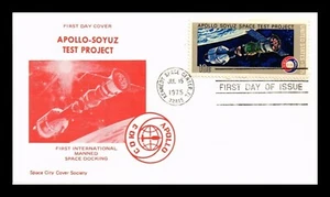 SPACE APOLLO SOYUZ TEST PROJECT COSMONAUTS CREW SPACE CITY 1975 CACH FDC UNAD - Picture 1 of 1